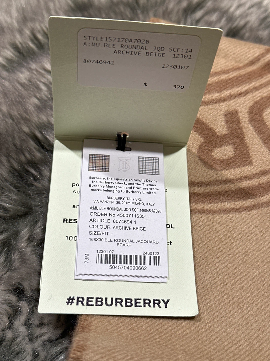 Burberry Roundal Archive Beige Scarf - 168x30cm - photo 4