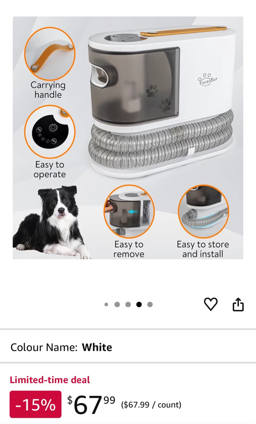 ExcegBot Pet Grooming Vacuum - White
