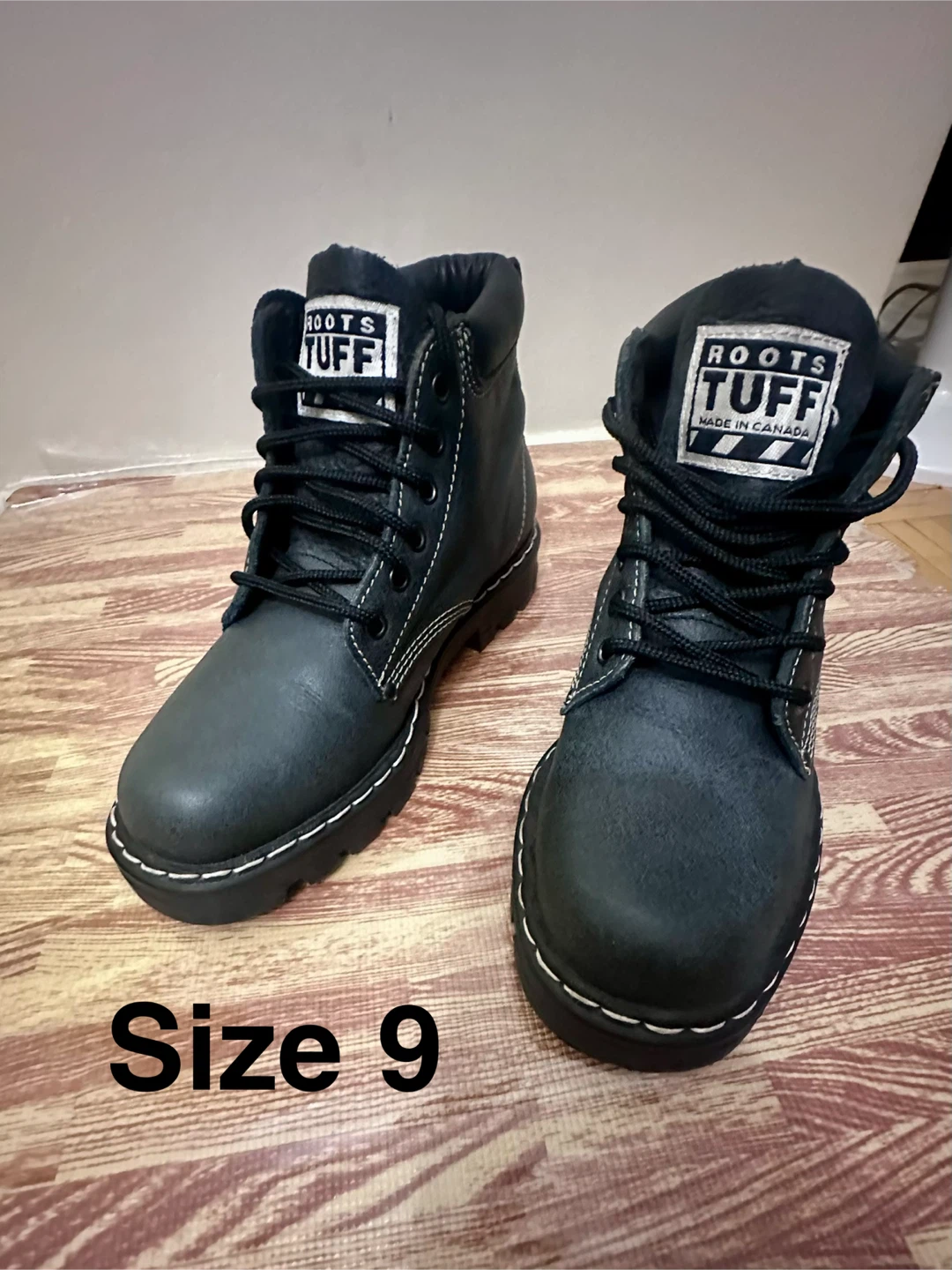 Roots Tuff Black Boots - Size 9