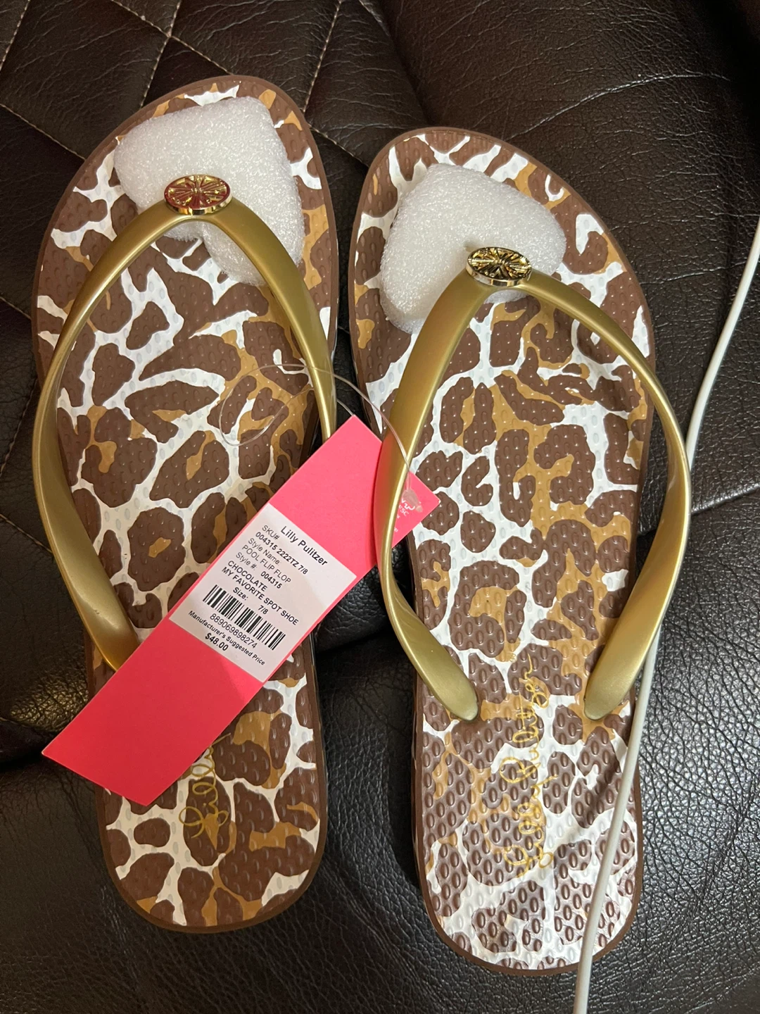 New Lilly Pulitzer Chocolate Spot Thong Sandals