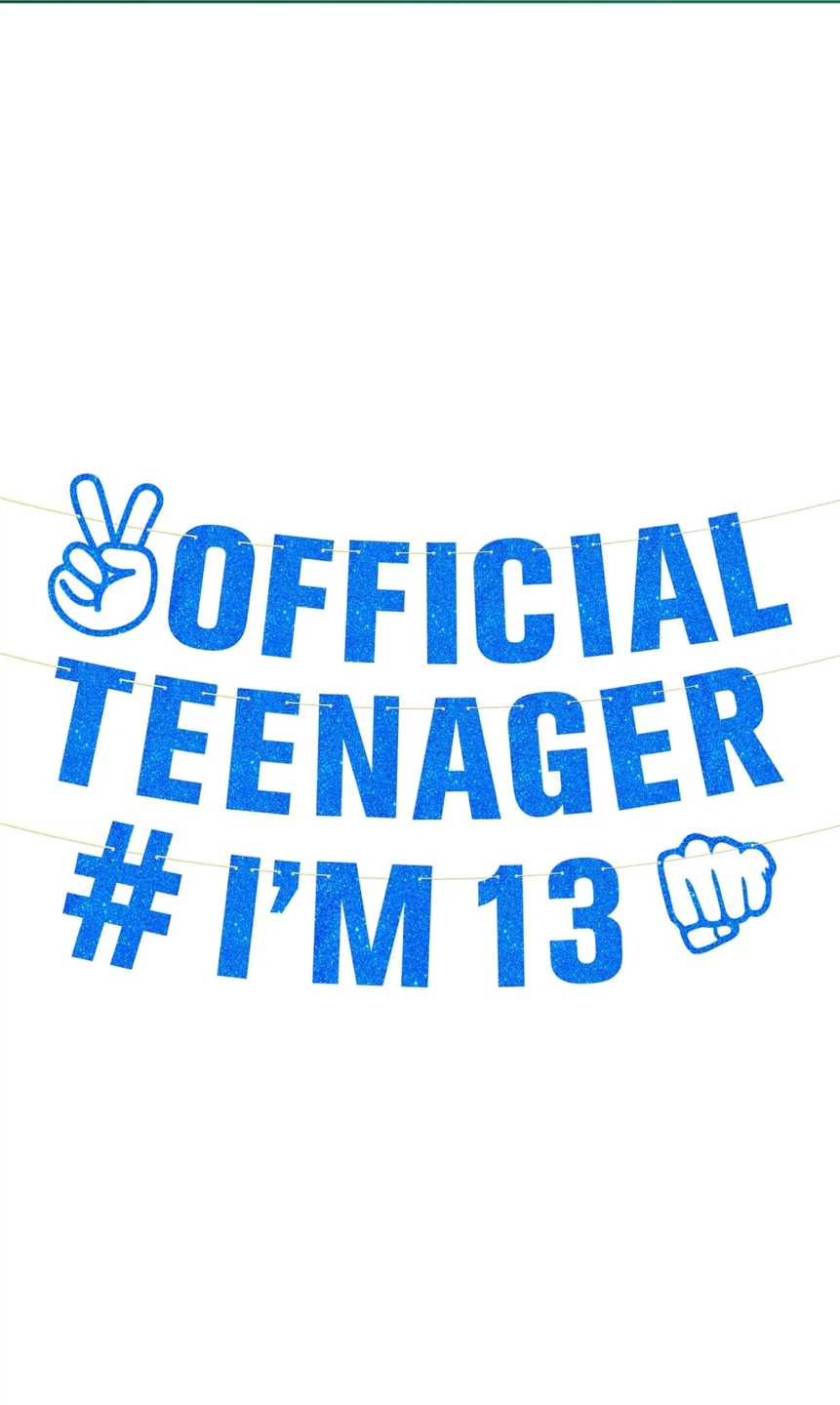 Official Teenager Banner - Blue Glitter
