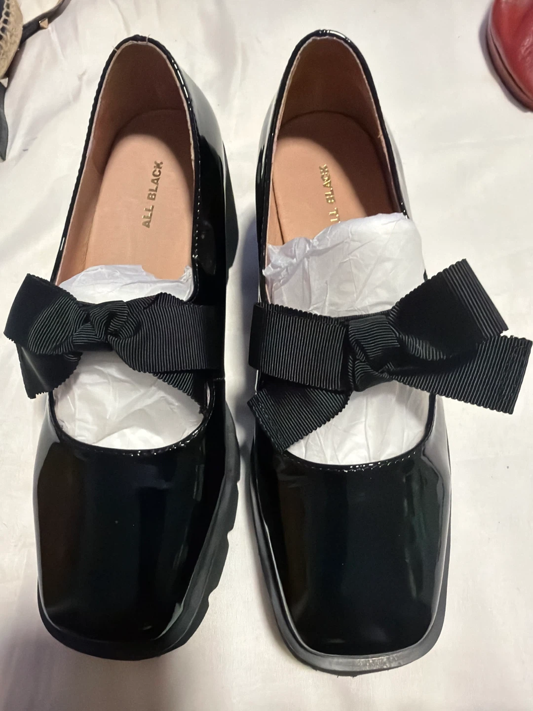 ALE BLACK # 37 Patent Leather Platform Shoes Size 37