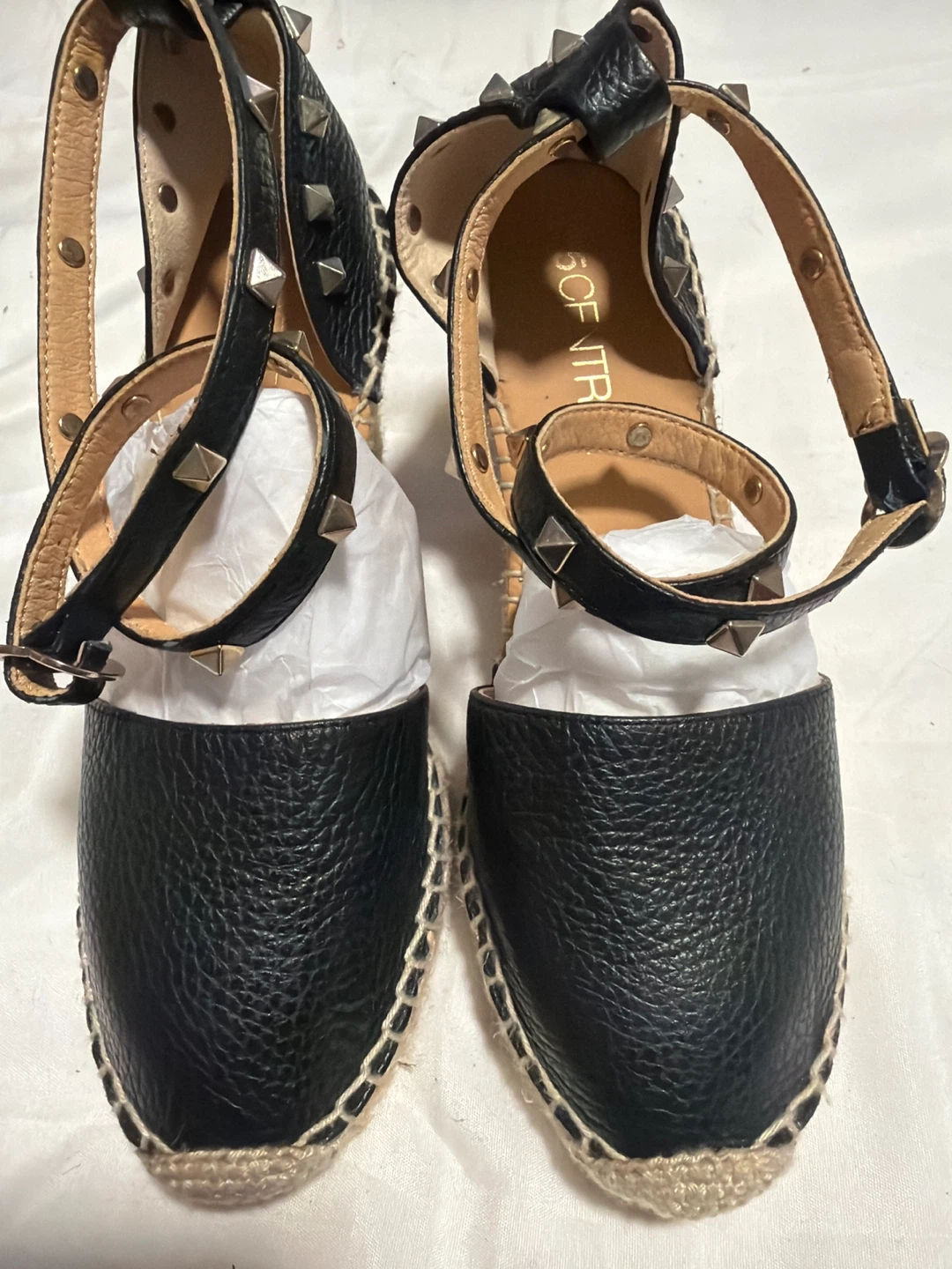 275 central Black Espadrille Wedge Sandals - # Size 37