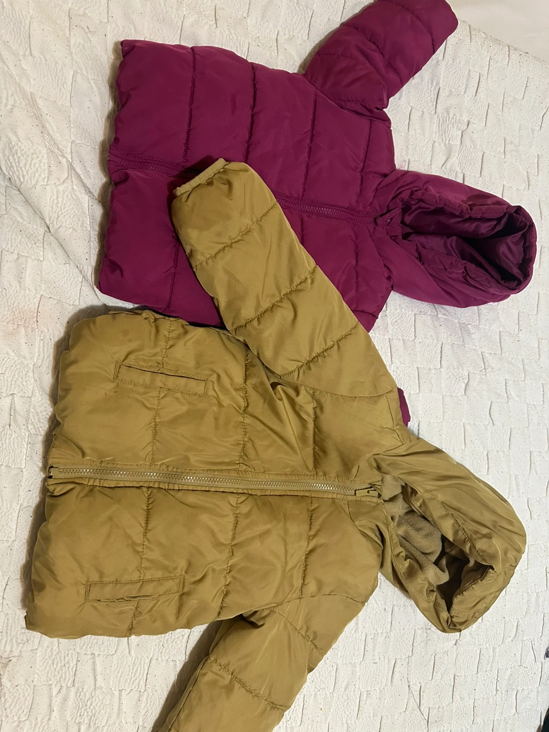 Puffer Jackets - Purple & Tan