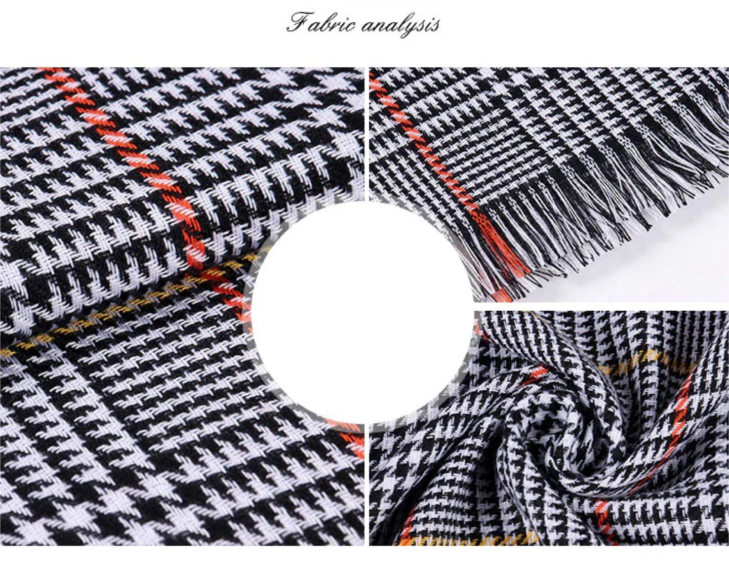 Black and White Plaid Scarf/Shawl with Red Accents - photo 3