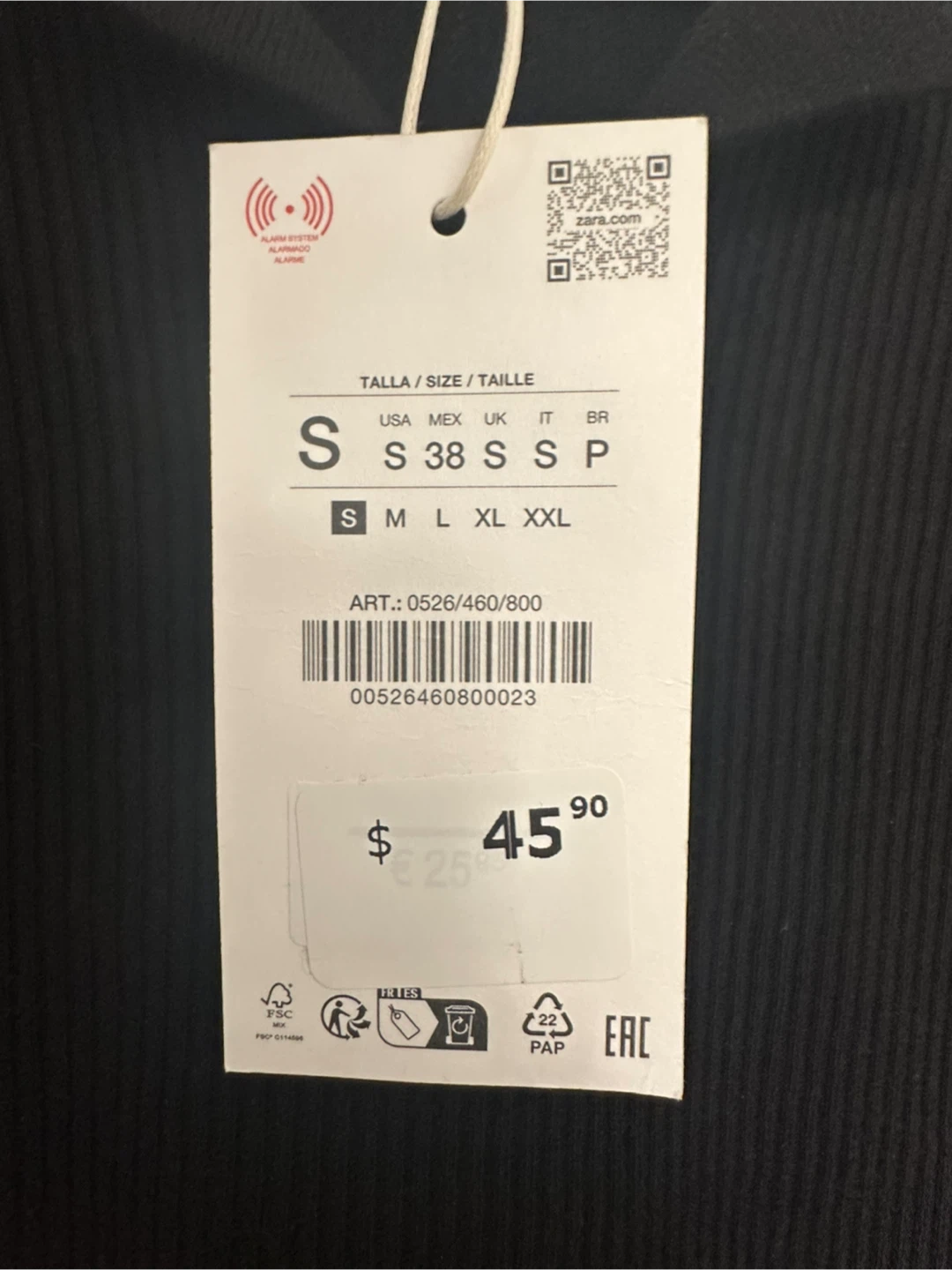 Tags Attached Zara Black Ribbed Polo Shirt - Size S - photo 2