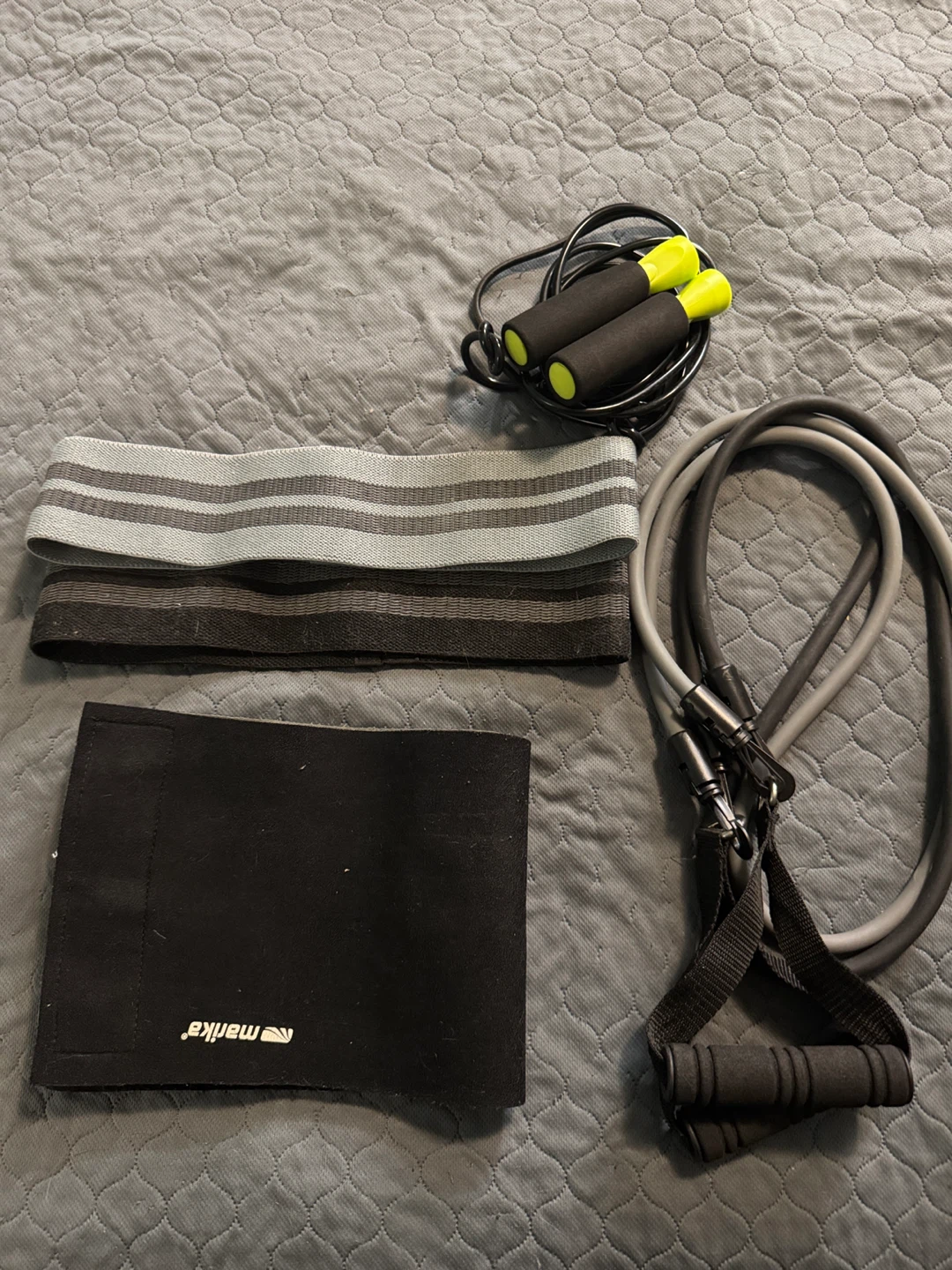 Resistance Bands, Jump Rope, back brace