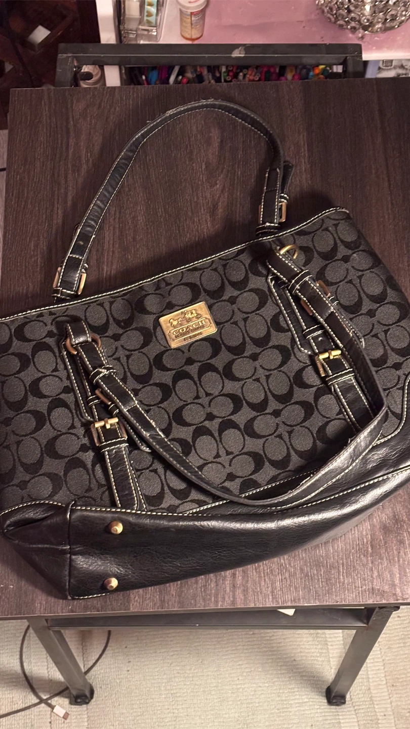 Coach Black Signature Tote Bag