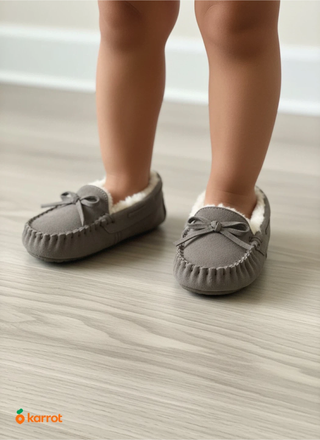 Cat & Jack Gray Moccasin Slippers - Size 8