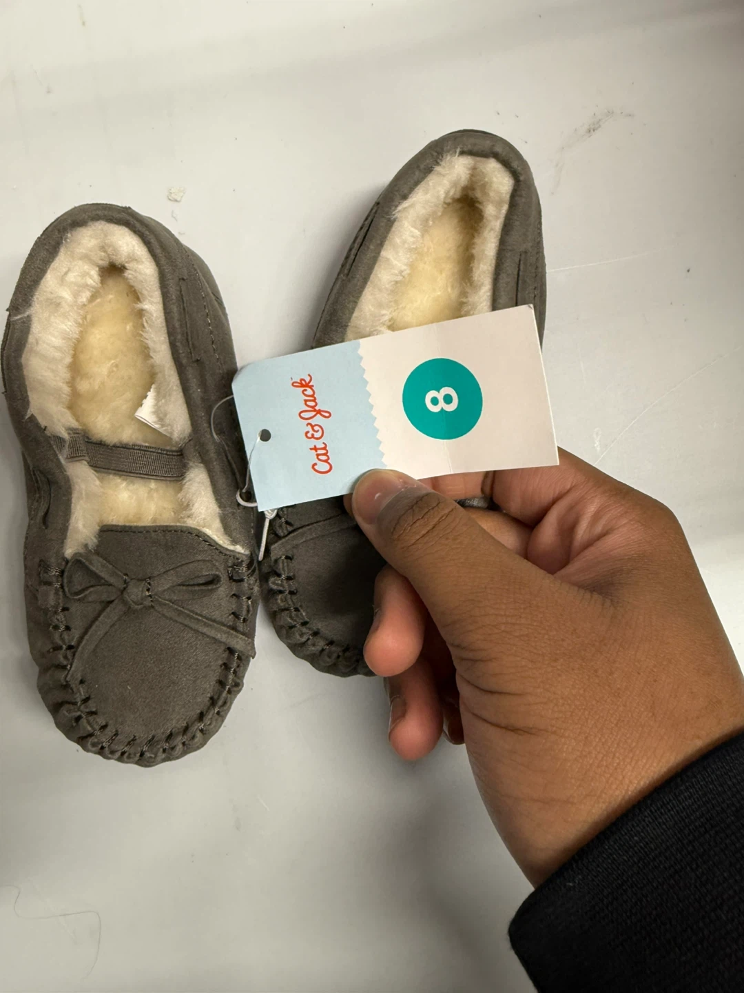 Cat & Jack Gray Moccasin Slippers - Size 8 - photo 2