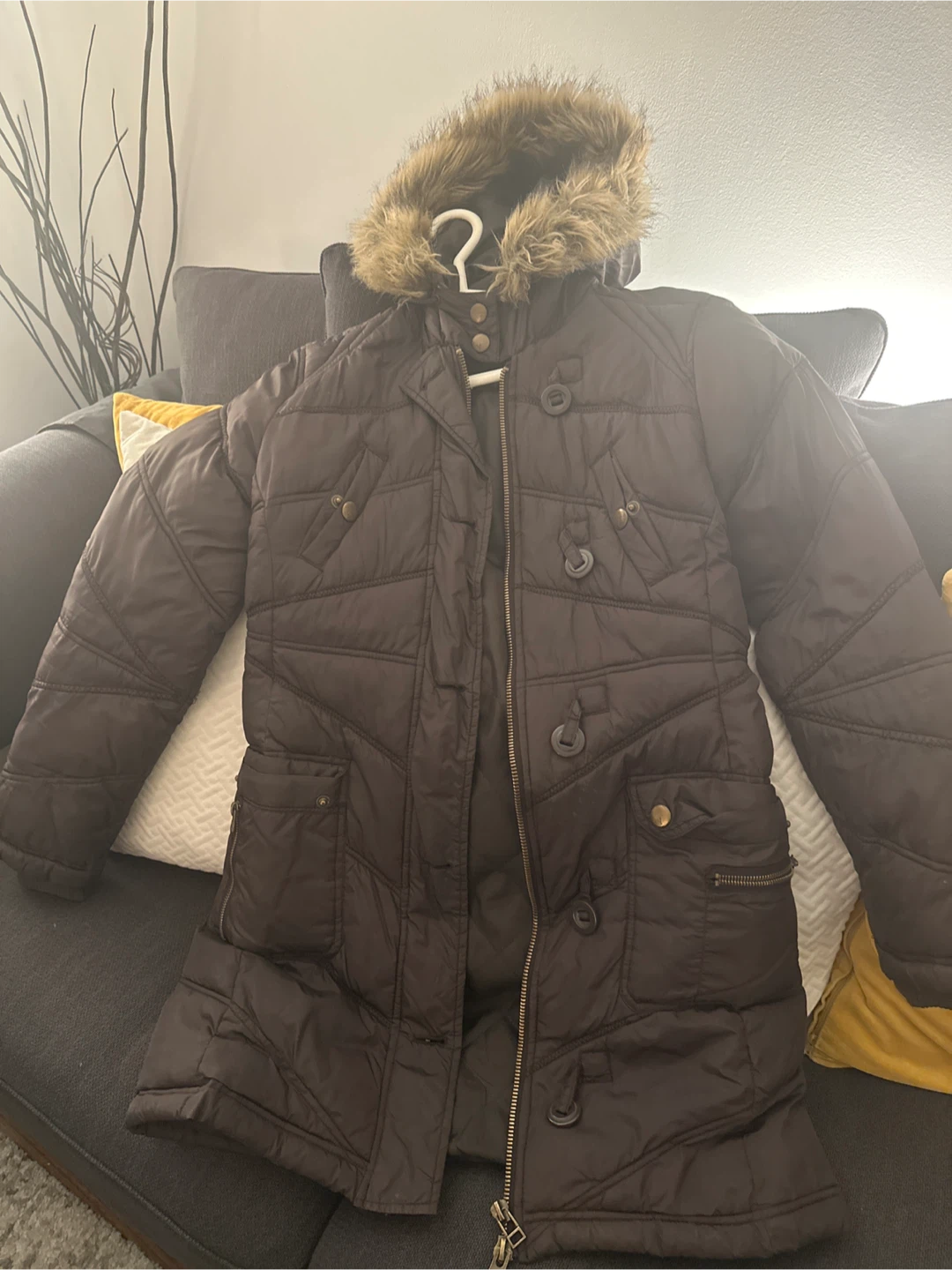 Love Tree Brown Puffer Coat - Size M