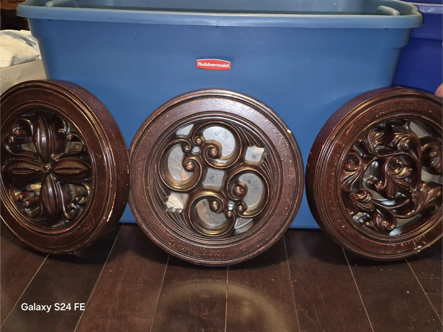 Set of 3 Round Wooden Wall Decor