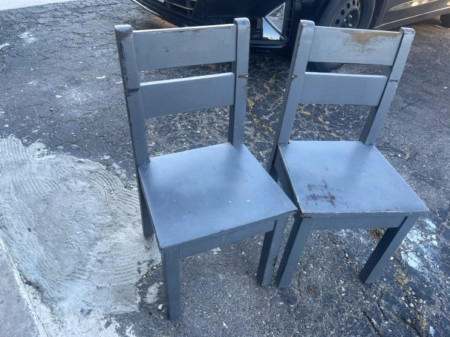 Set of 2 Grey Wooden Chairs - photo 2