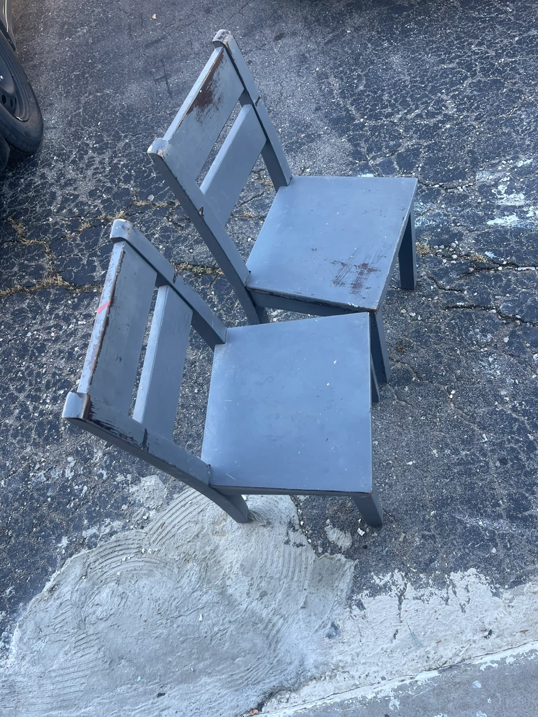 Set of 2 Grey Wooden Chairs
