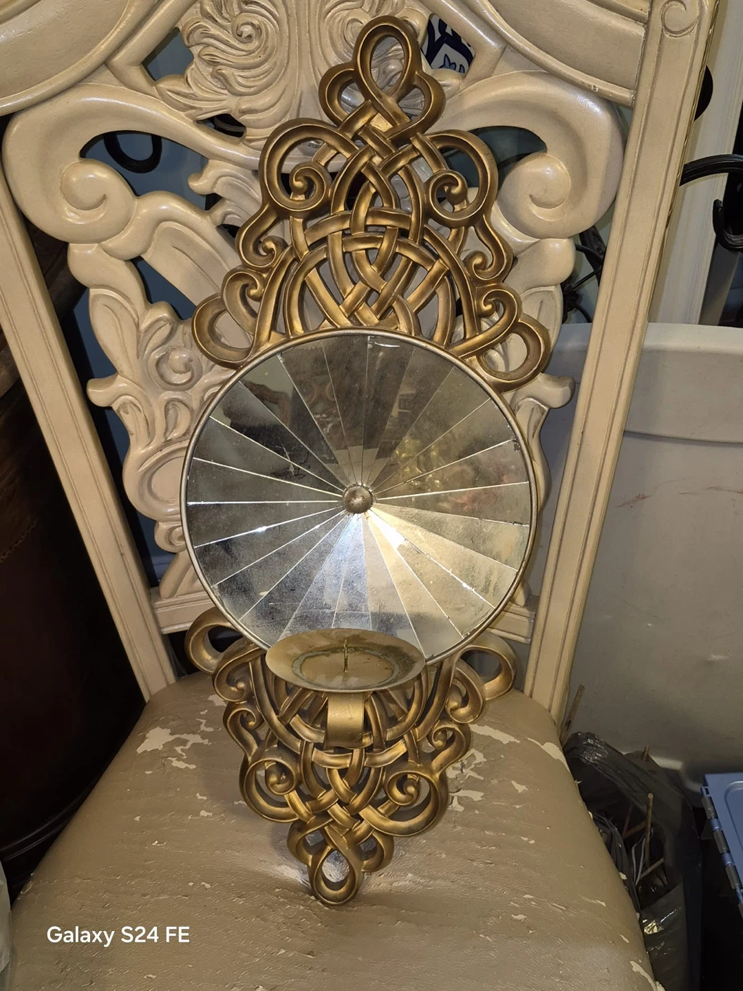 Gold Celtic Mirror Candle Holder