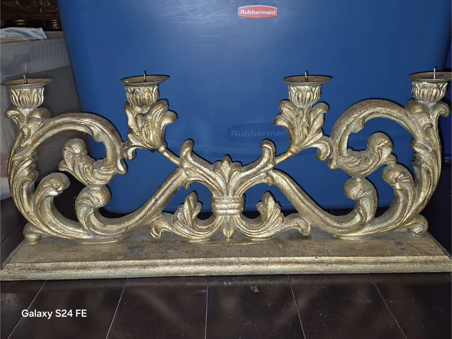 Vintage Ornate Gold Candlestick Holder - photo 2