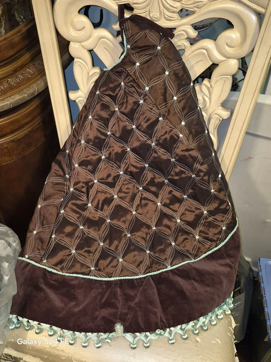 Brown Quilted Christmas Tree Skirt