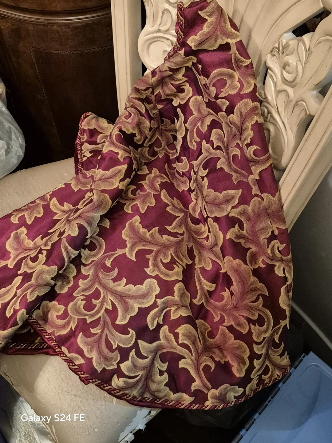 Burgundy & Gold Floral Christmas Skirt