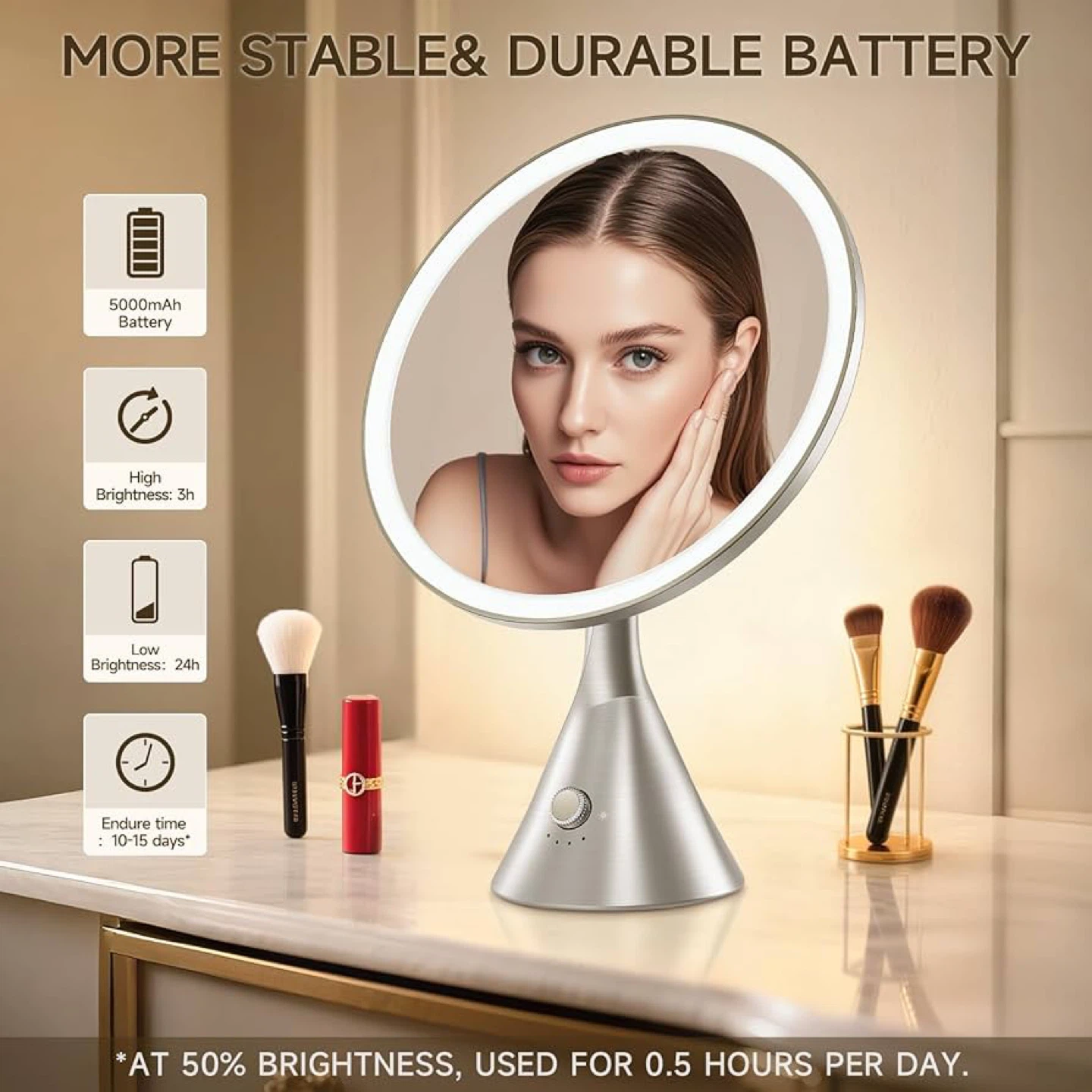 New MEICG LED Lighted Makeup Mirror - Nickel - photo 3