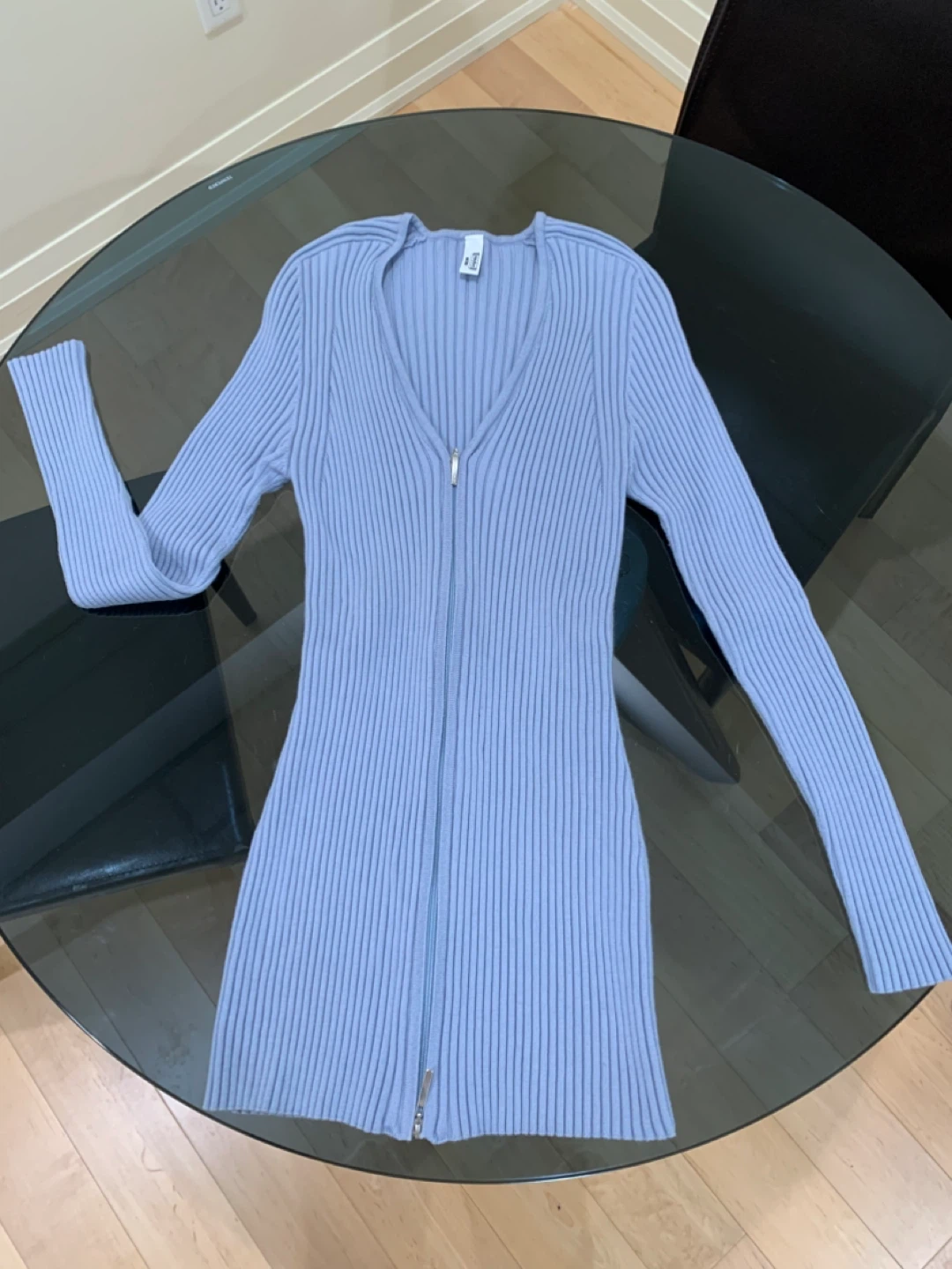 Wolford Merino Wool Zip Dress/Cardigan (Blue - Size L)