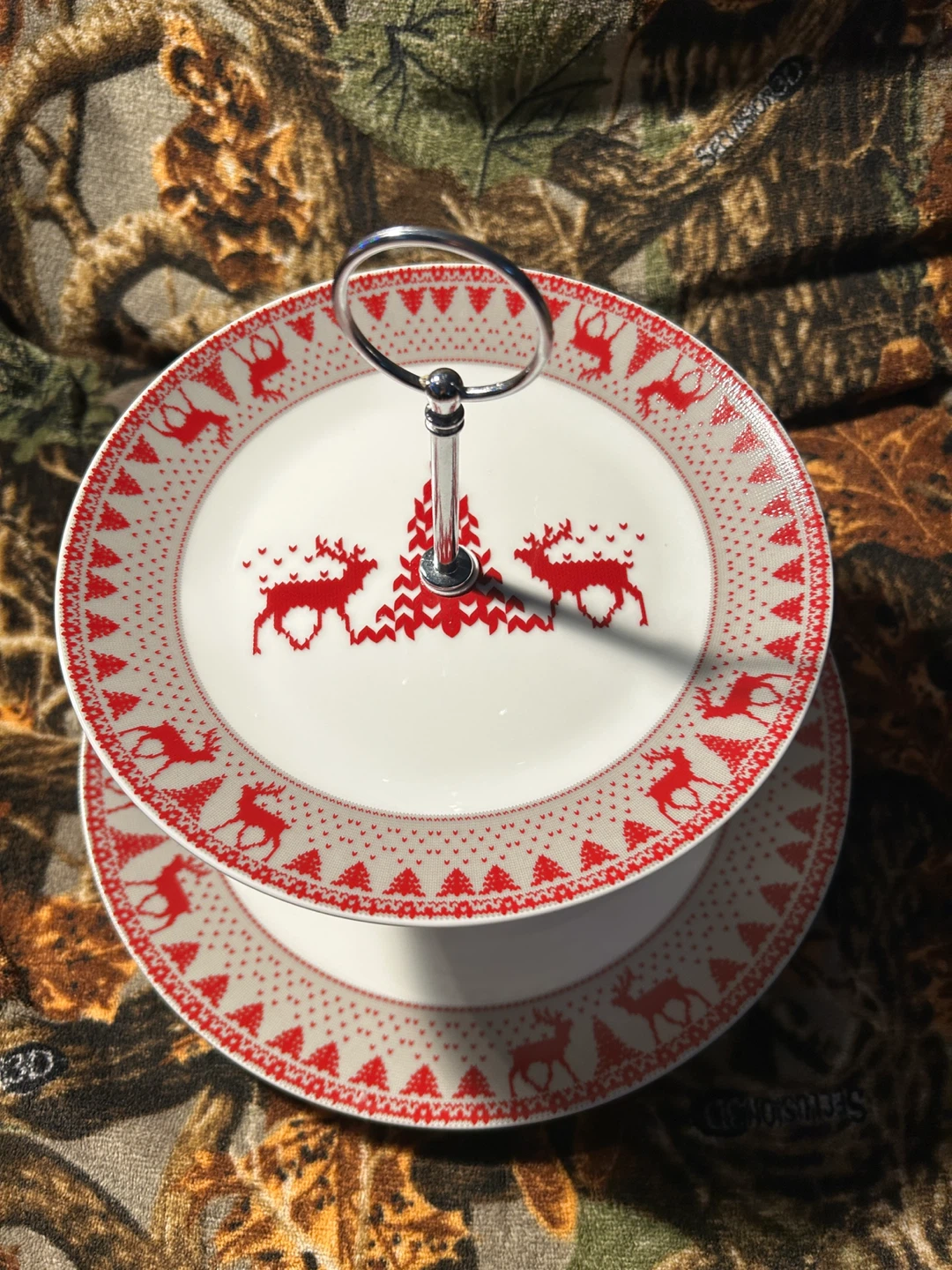 Vintage Sears WholeHome 2-Tier Christmas Serving Tray/Cake Stand