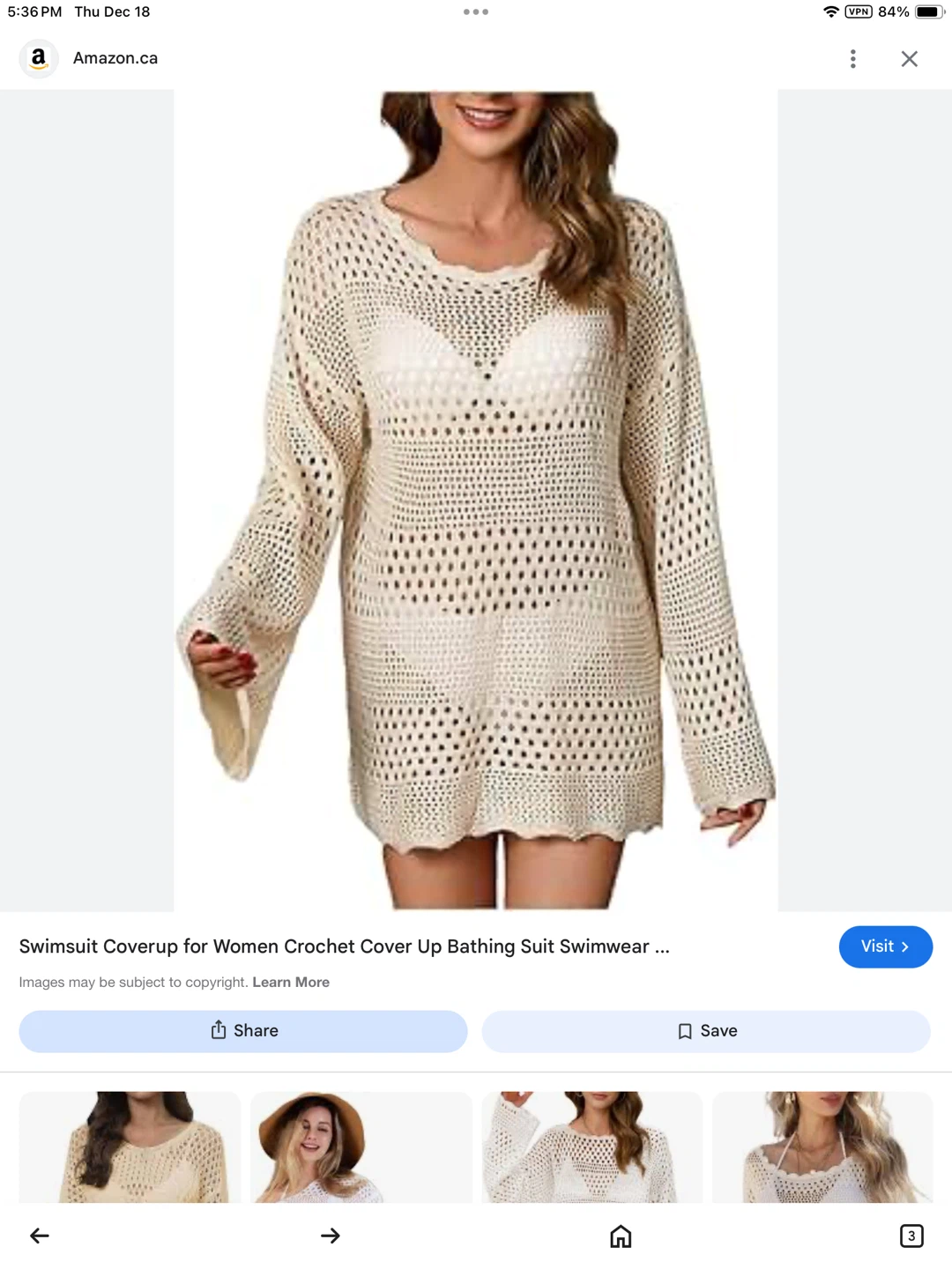 NWT cute Crochet Cover Up Bathing Suit - Size M