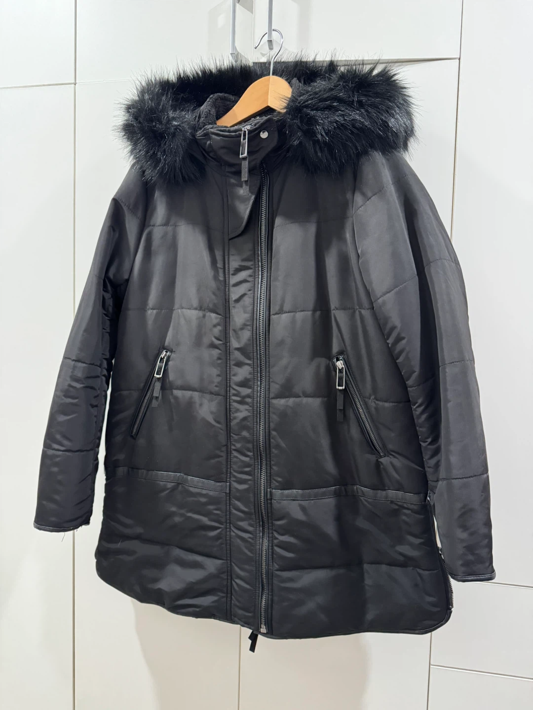 Zara Basic Black Winter Coat - Size L