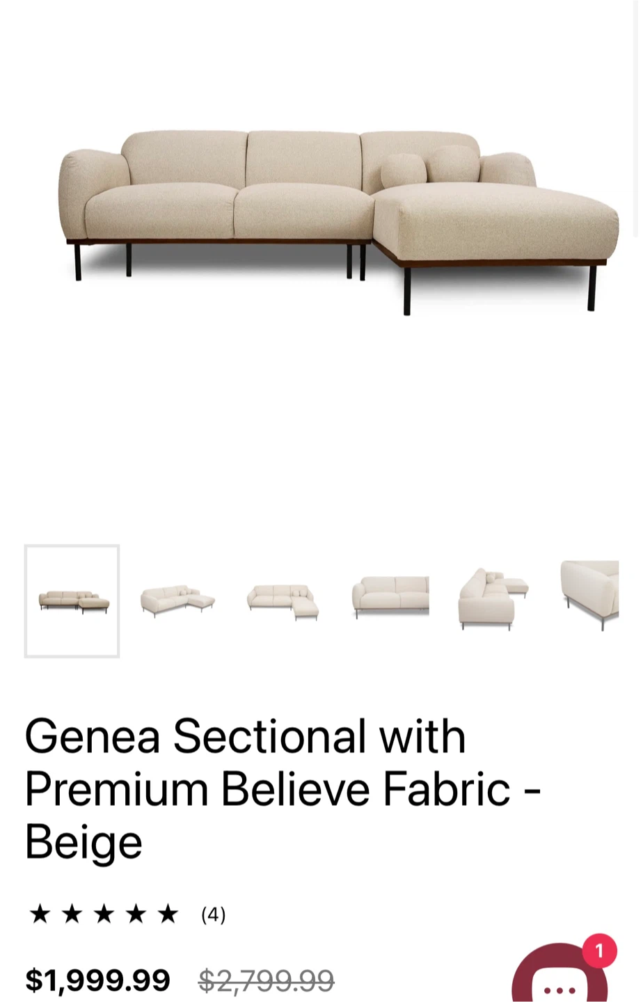 Article Genea Sectional Sofa - Beige - photo 4