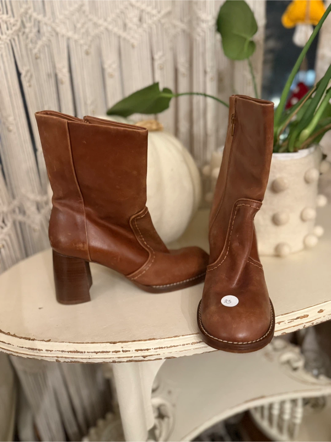Joseph Brown Leather Heeled Boots Size 8