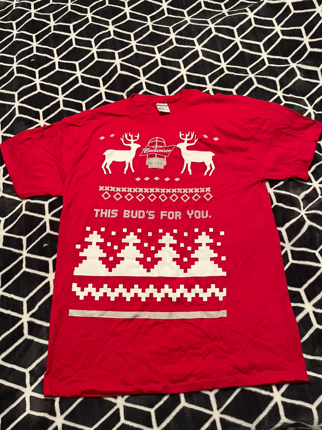 Budweiser This Bud’s For You Men’s Large Christmas T-Shirt