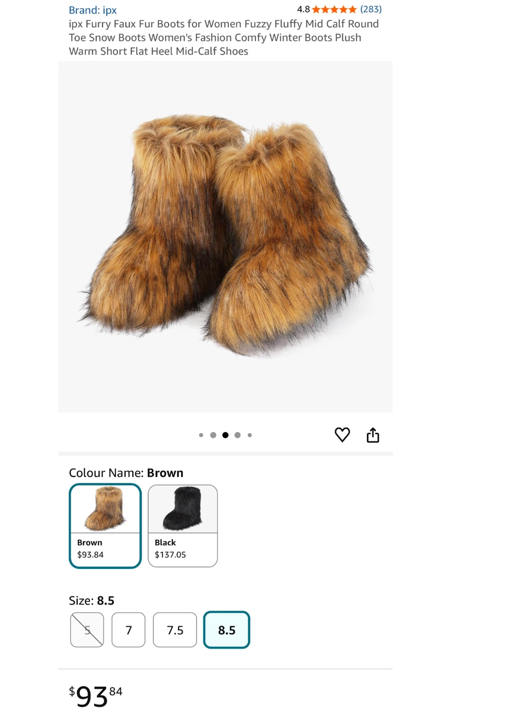 ipx Furry Faux Fur Boots - Women's Size 9 - photo 4