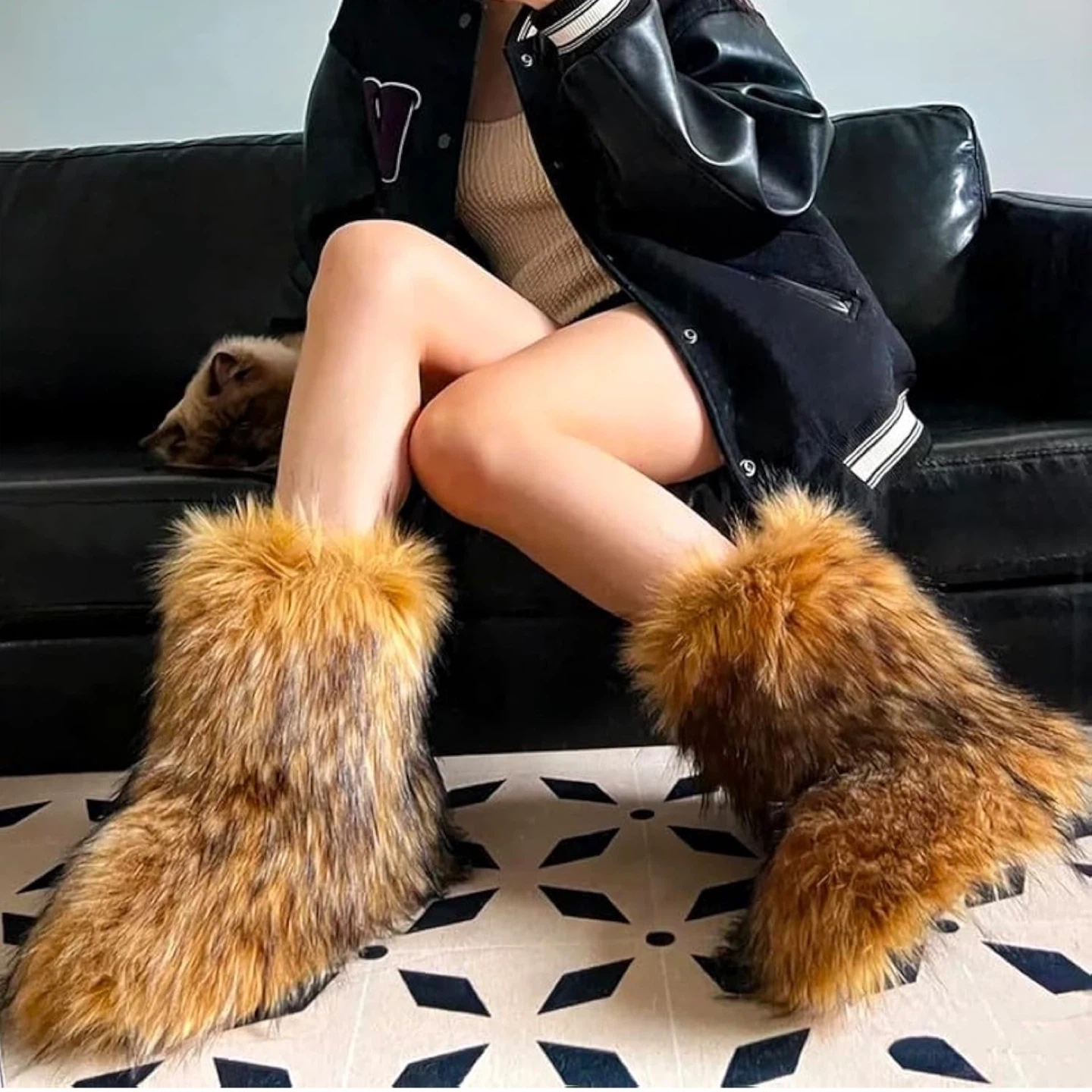 ipx Furry Faux Fur Boots - Women's Size 9