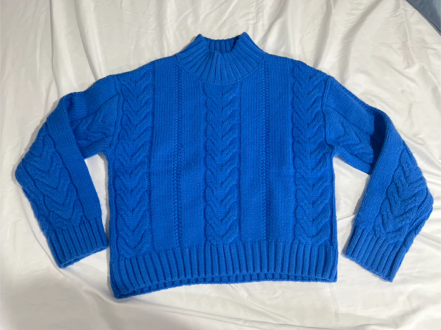 MNG Blue Cable Knit Sweater - Size S