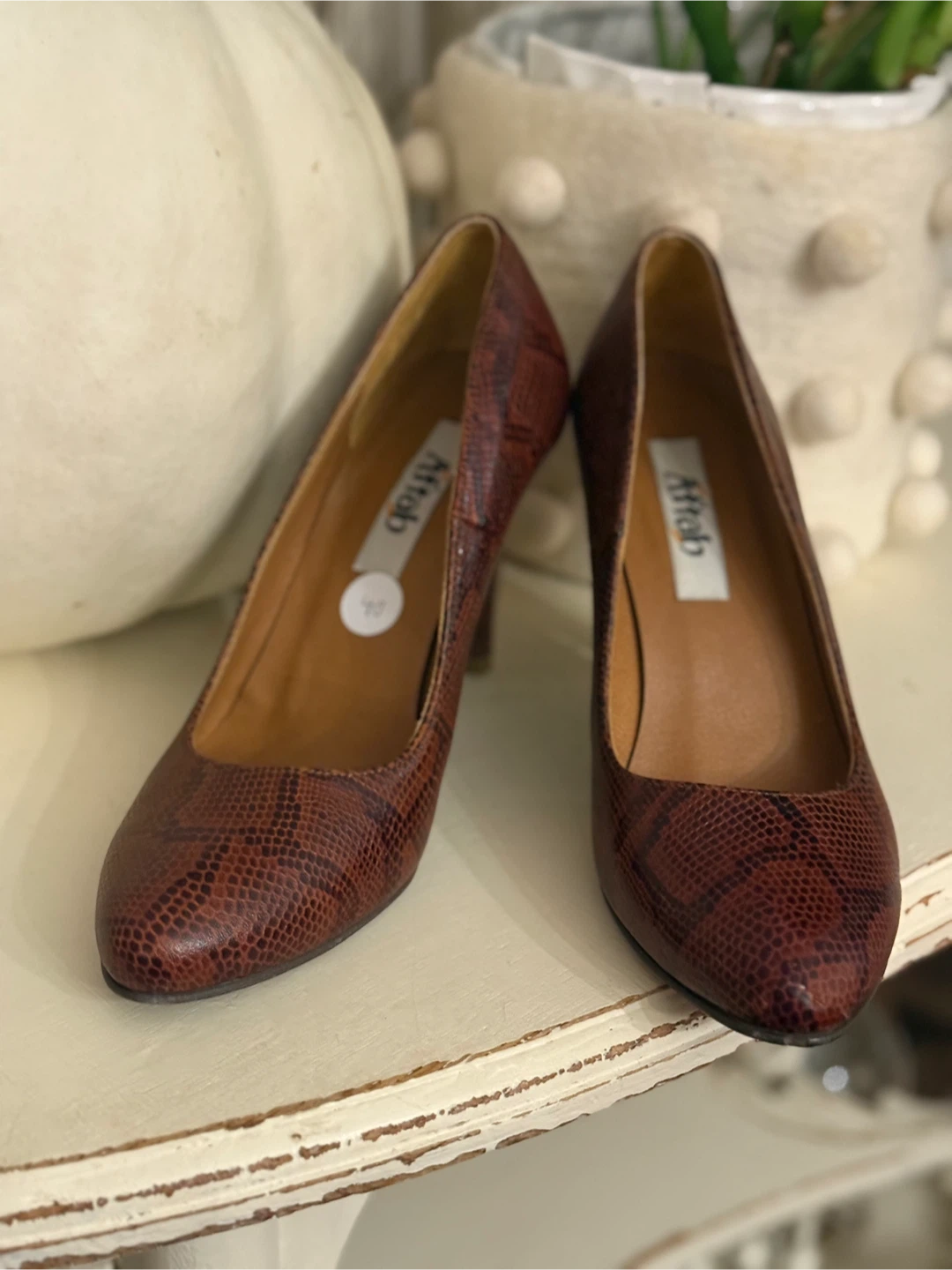 Attiab Brown Snakeskin Heels - Size 37 - photo 2