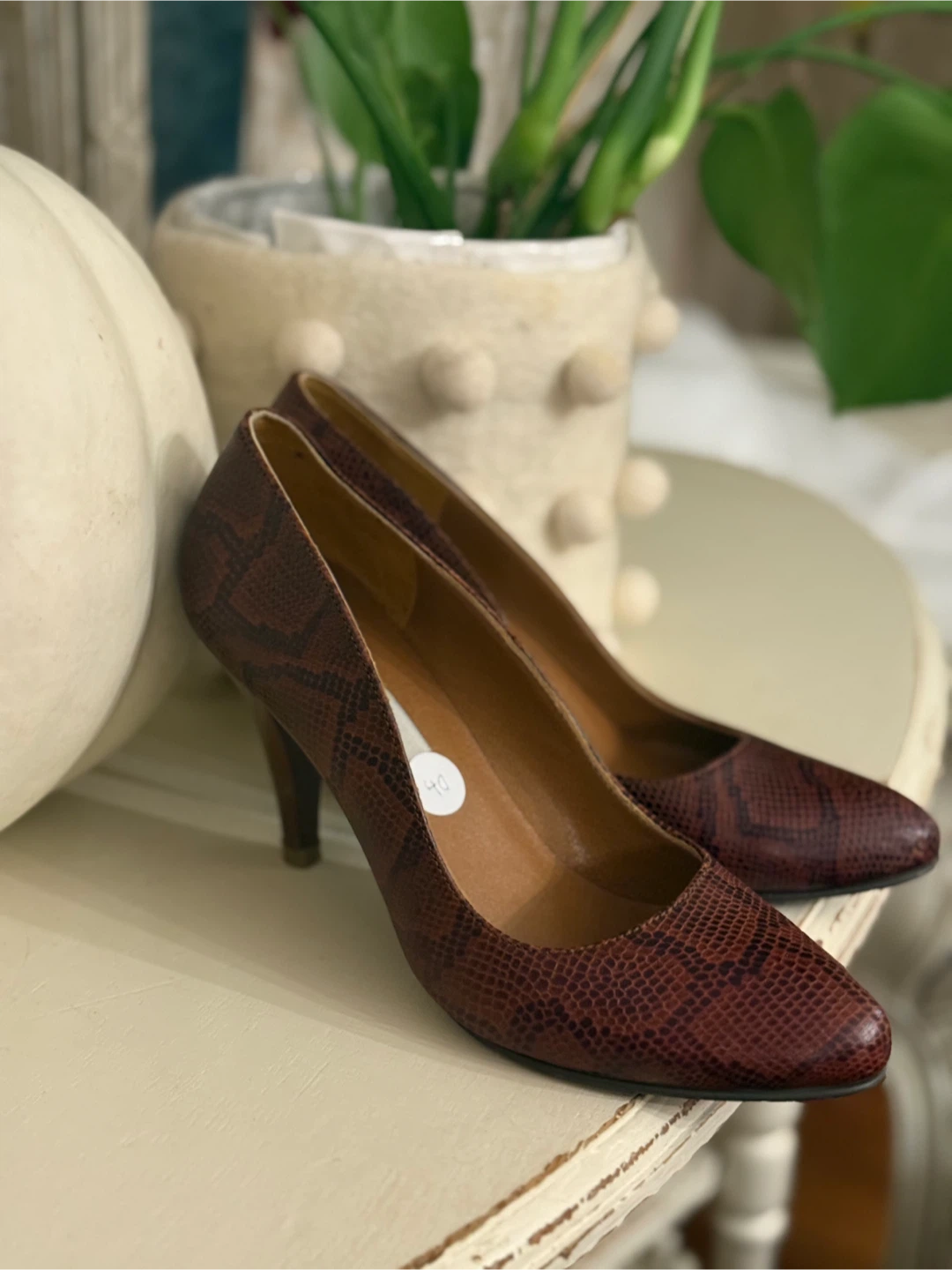 Attiab Brown Snakeskin Heels - Size 37