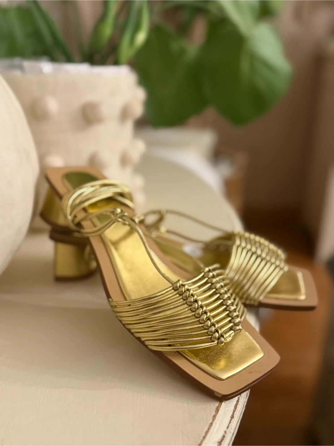 Gold Strappy Sandals - Size 6