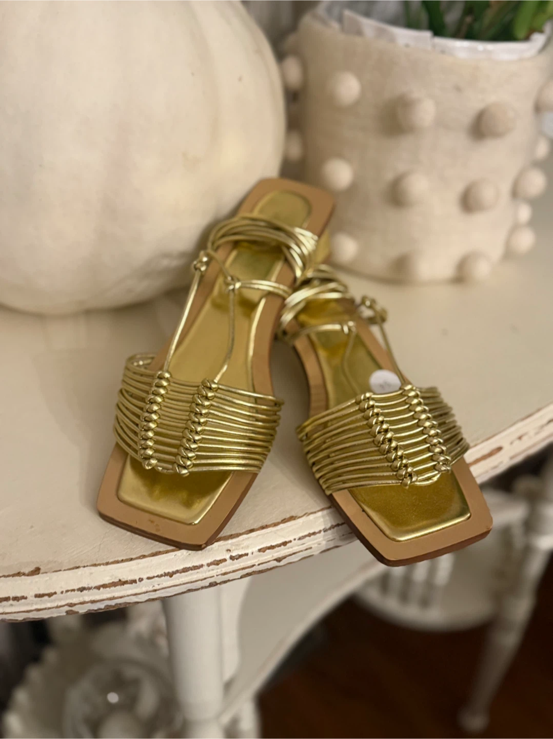 Gold Strappy Sandals - Size 6 - photo 3