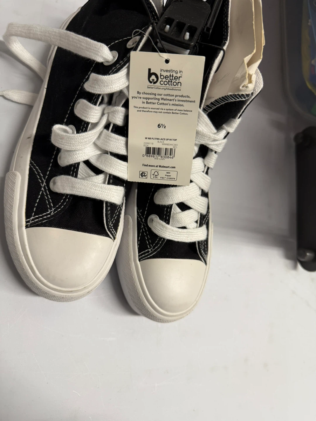 Black Platform Lace Up Hi Top - Size 6.5