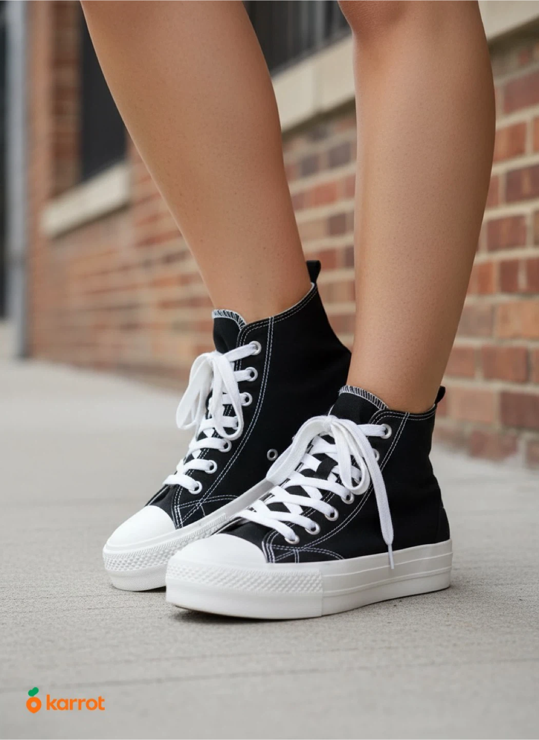 Black Platform Lace Up Hi Top - Size 6.5 - photo 2