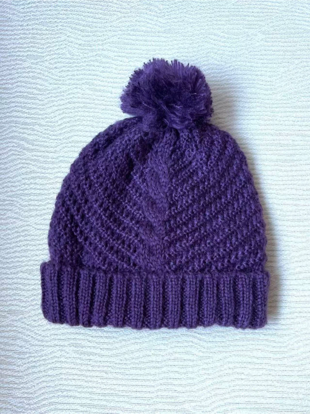 Pom Pom Knit Beanies - Purple, Beige, Gray, Red - photo 4