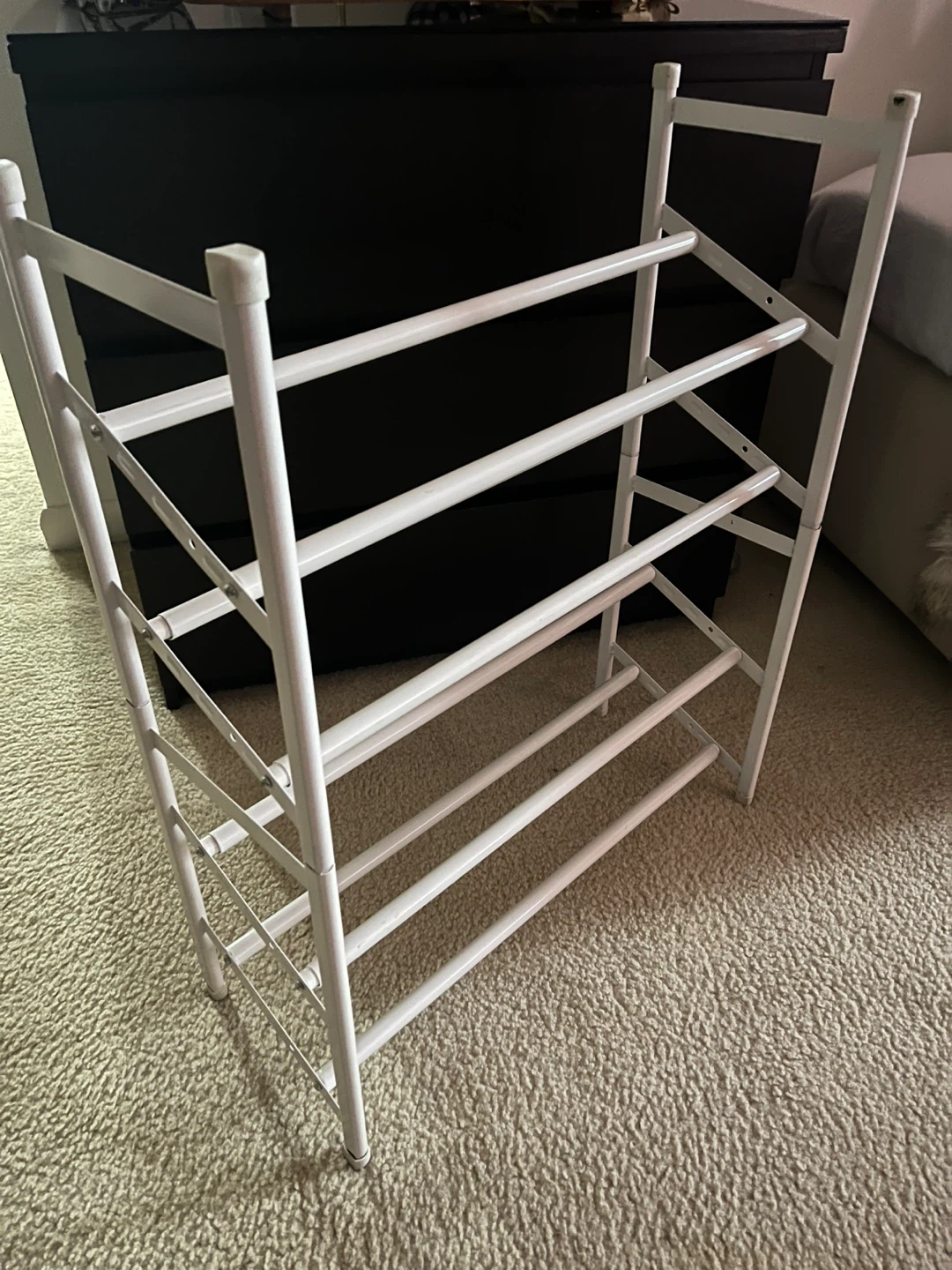 2 White Metal Shoe Racks