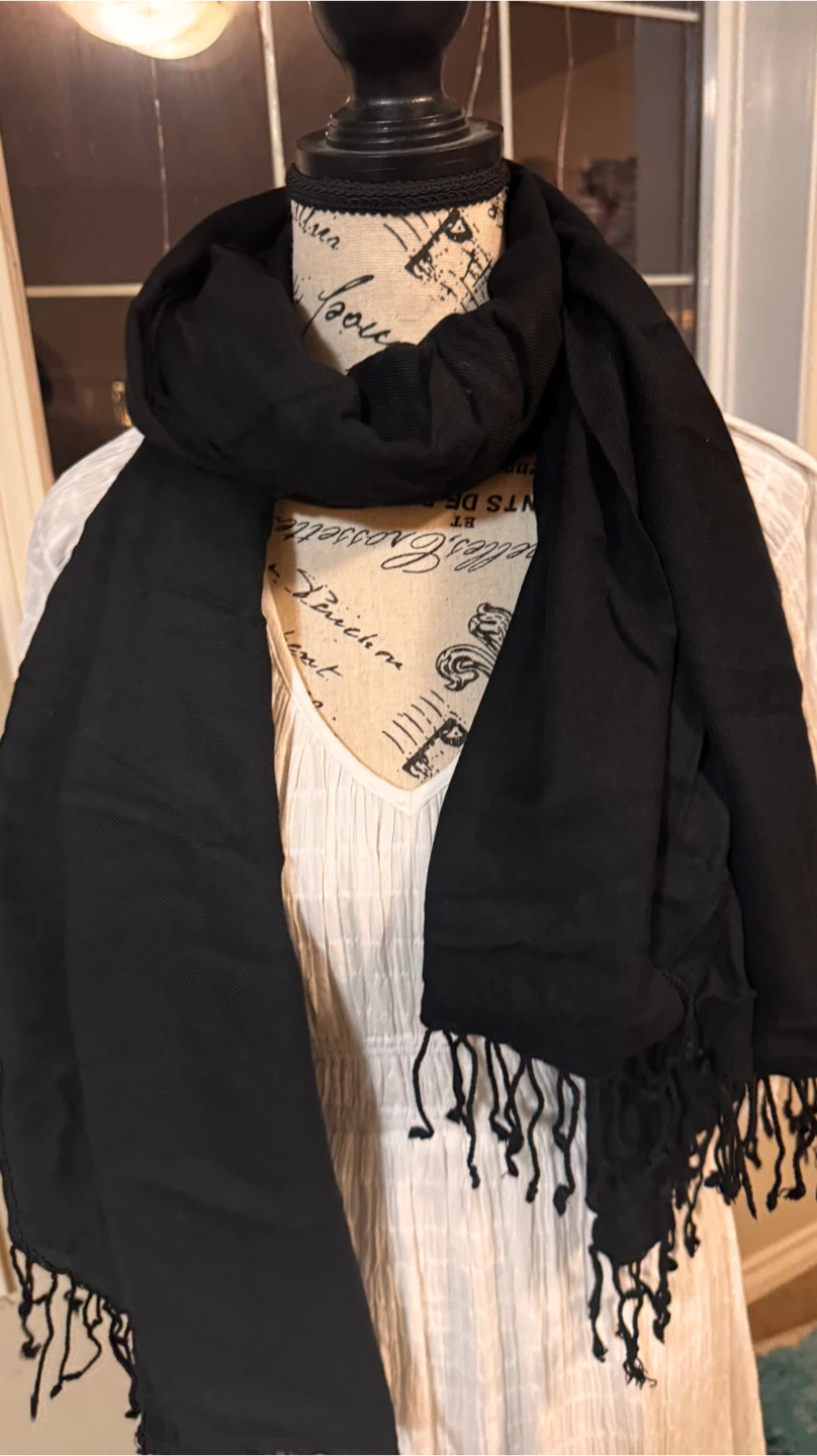 Black Scarf with Tassels