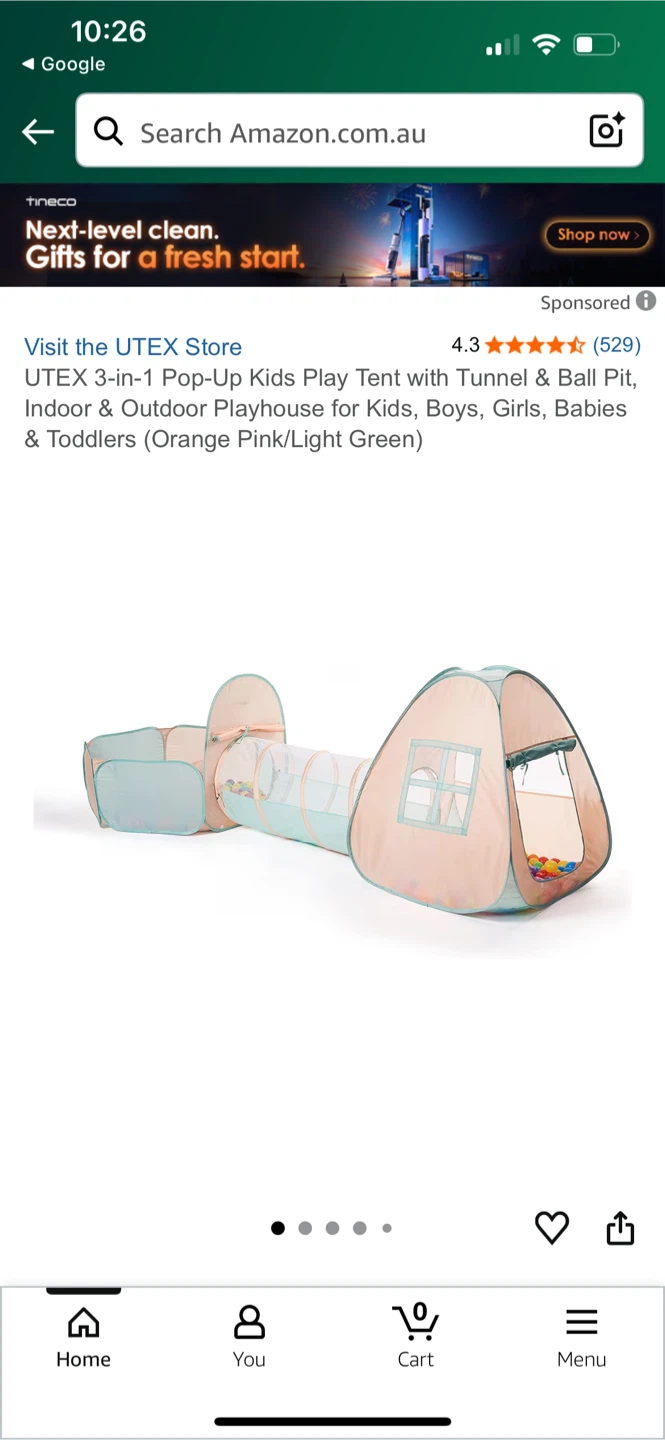 UTEX 3-in-1 Kids Play Tent Tunnel