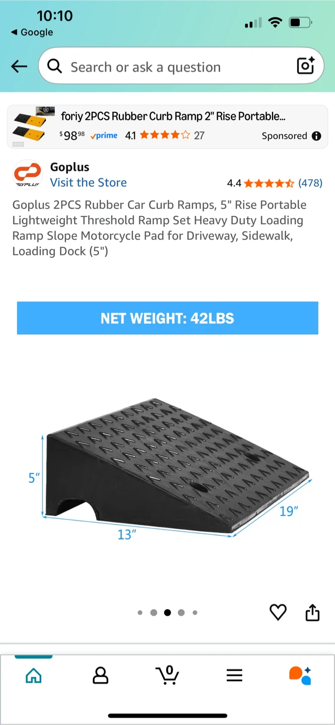 Goplus Rubber Curb Ramp - 2PCS