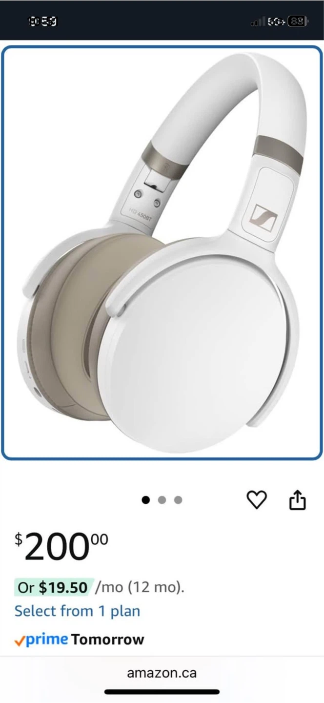 Brand new in box Sennheiser HD 450BT Wireless Headphones - White