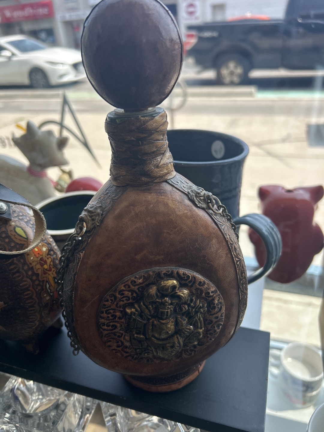 Decorative Brown Leather Decanter