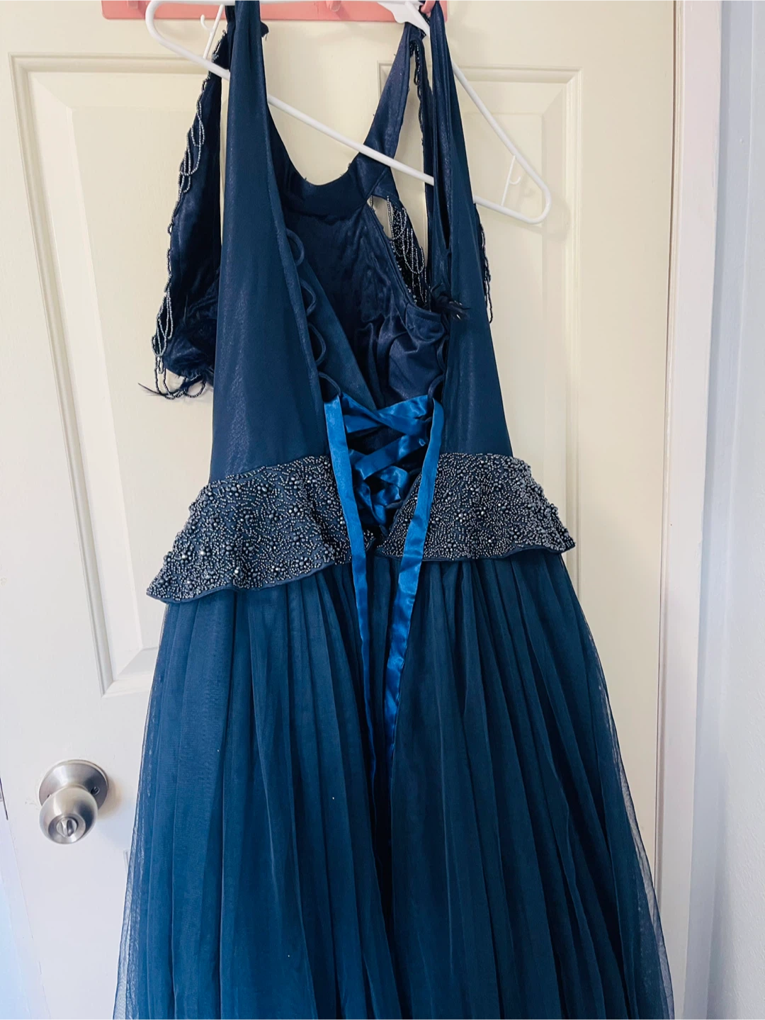 Navy Blue Beaded Formal Dress for party - photo 3