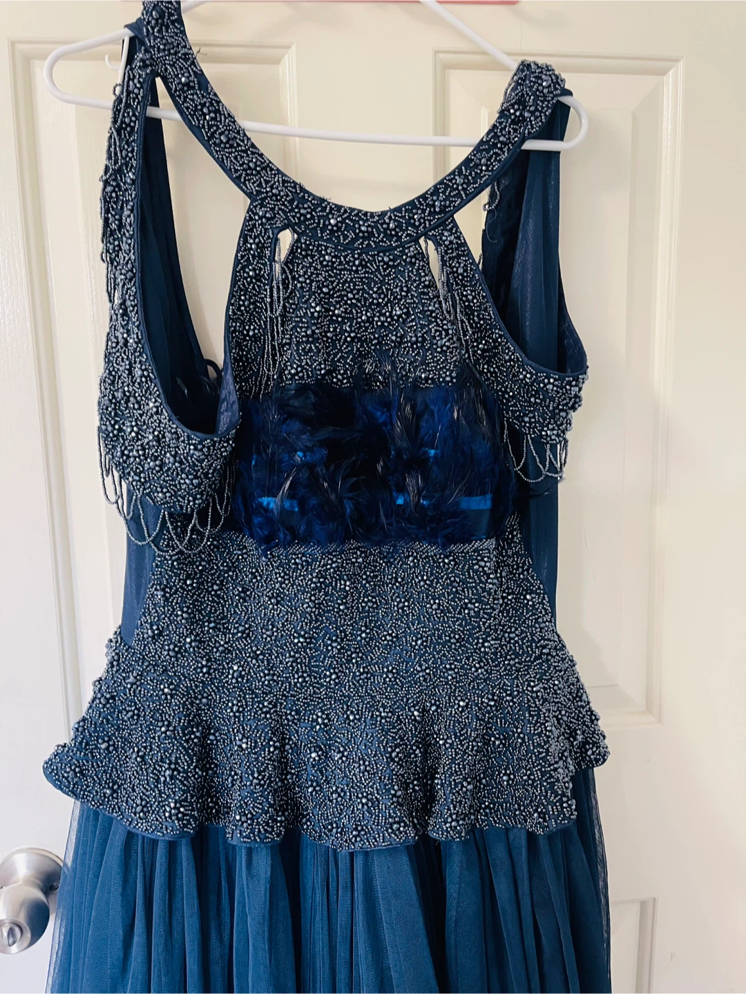 Navy Blue Beaded Formal Dress for party - photo 5