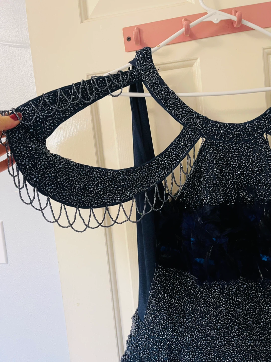 Navy Blue Beaded Formal Dress for party - photo 4