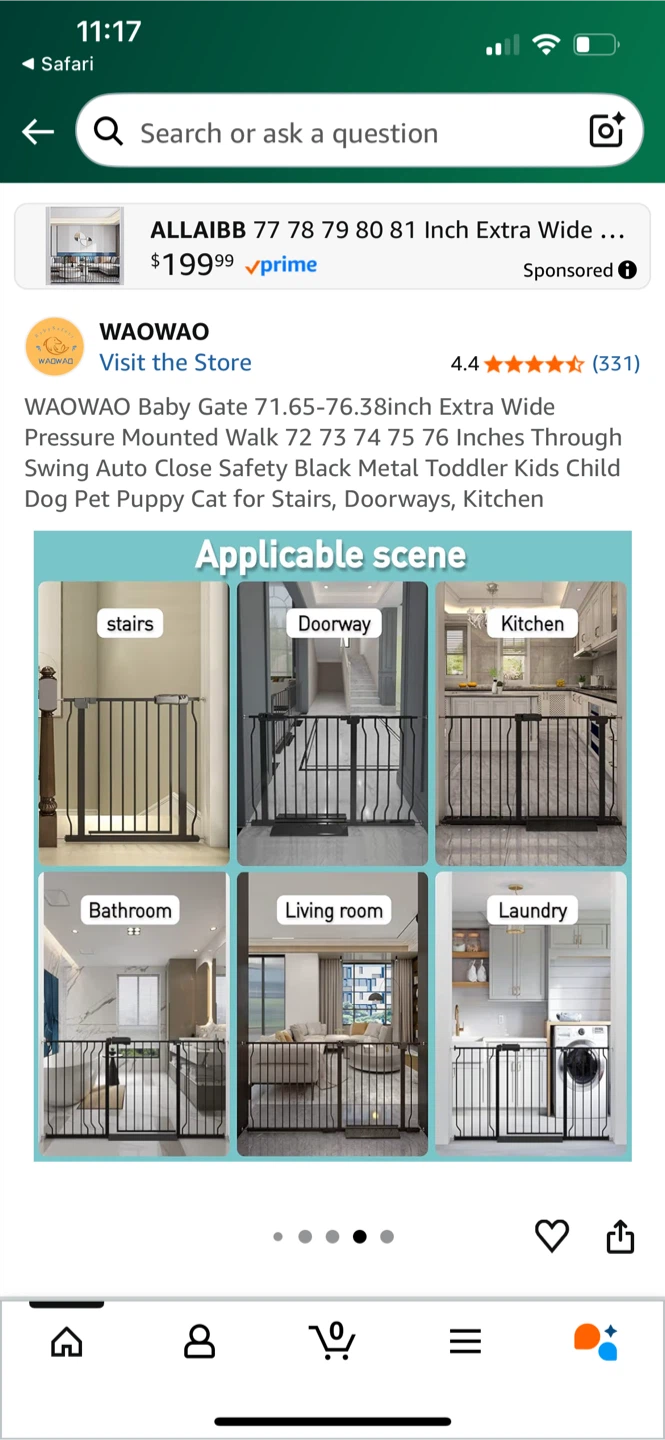 WAOWAO Baby Gate, Extra Wide, Black - photo 3